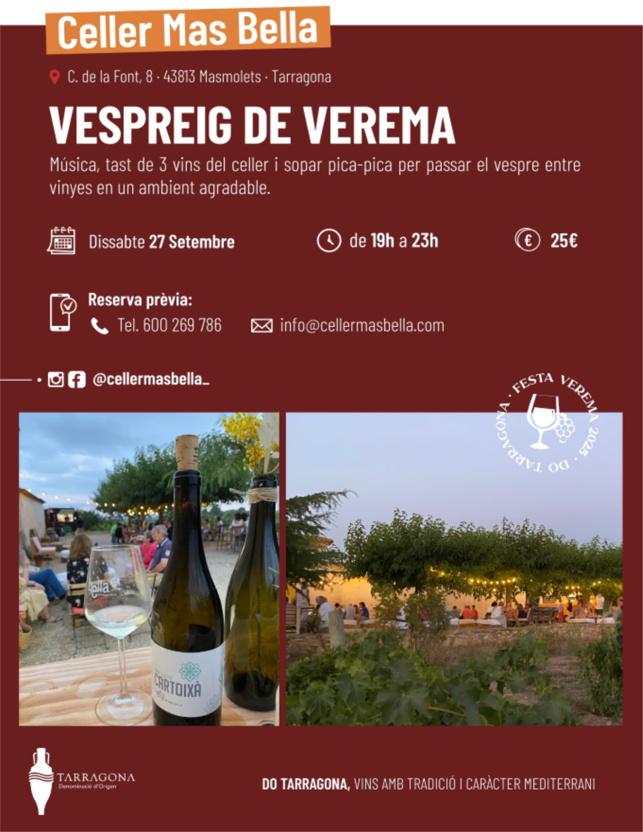 Vespreig al Celler Mas Bella de Masmolets