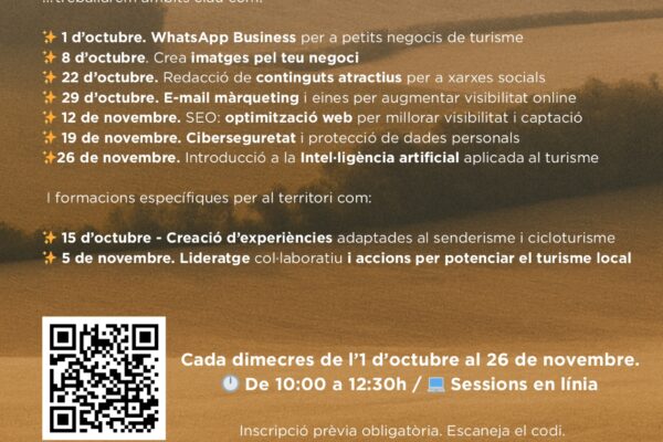 Formació i mentories en línia per als professionals de l’àmbit turístic de La Ruta del Cister