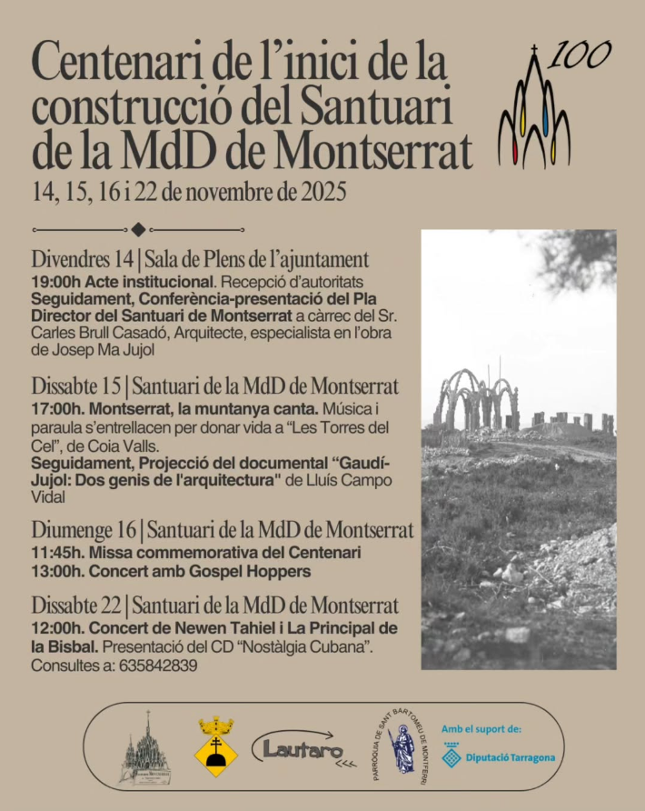 Centenari de l’inici de la construcció del Santuari de la MdD de Montserrat a Montferri
